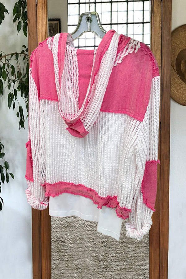 Color-Blocked Mesh Hooded Jacket