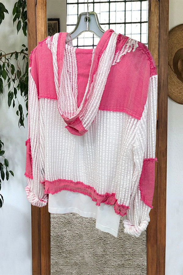 Color-Blocked Mesh Hooded Jacket