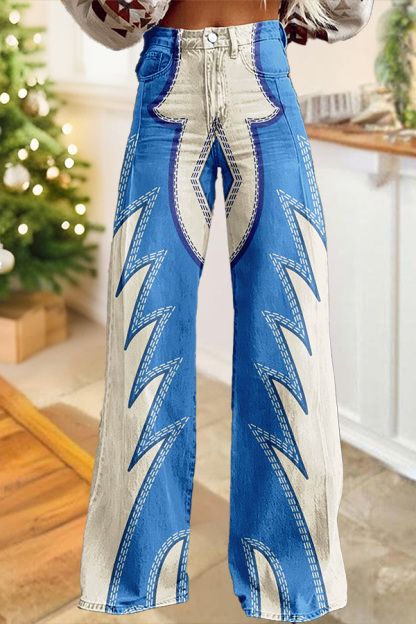 Western Boots Stitched Wide-Leg Pants