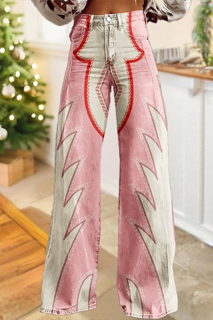 Western Boots Stitched Wide-Leg Pants