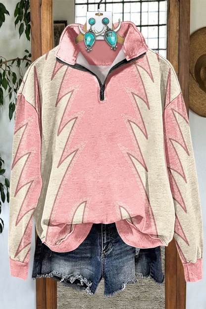 Western Boots Stitched Zipper Sweatshirt