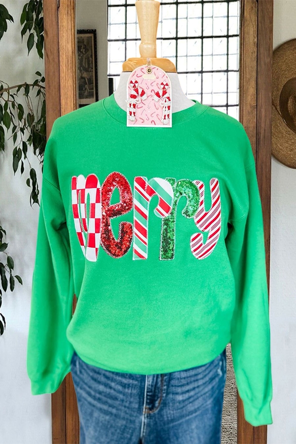 Christmas Candy Cane Merry Sweatshirt