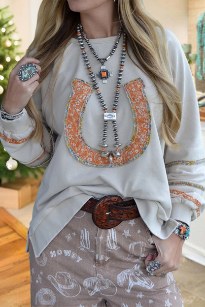 Western Floral Horseshoe Sweatshirt
