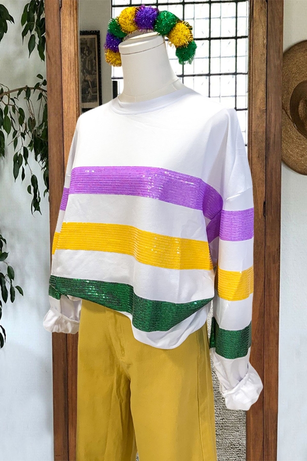 Mardi Gras Striped Sweatshirt