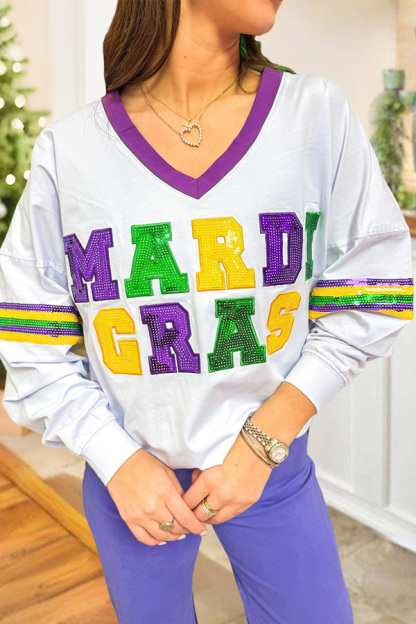 Mardi Gras V-Neck Sweatshirt