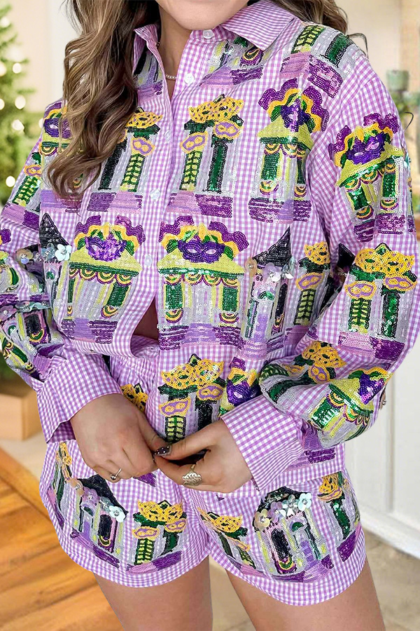 Mardi Gras Porch Plaid Shirt