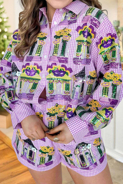 Mardi Gras Porch Plaid Shirt