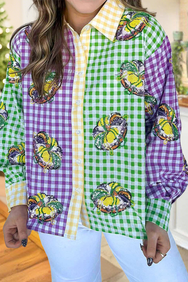 Mardi Gras Plaid King Cake Shirt