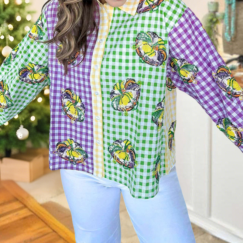 Mardi Gras Plaid King Cake Shirt
