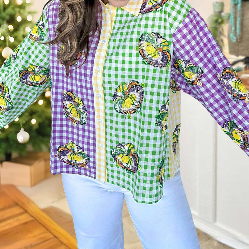 Mardi Gras Plaid King Cake Shirt