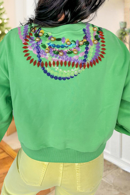 Queen Card Beaded Mardi Gras Sweatshirt