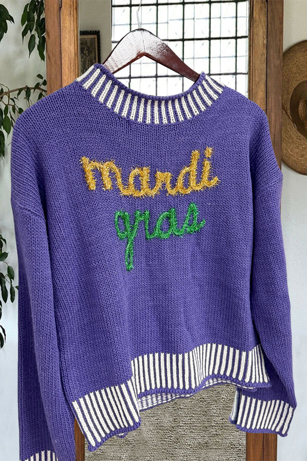 Mardi Gras Striped Sweater