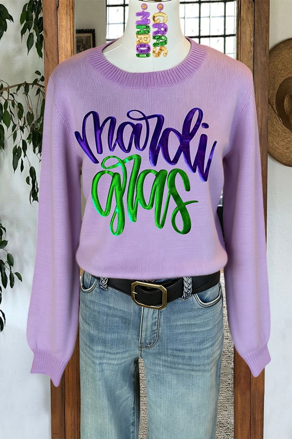 Sparkling Mardi Gras Sweater