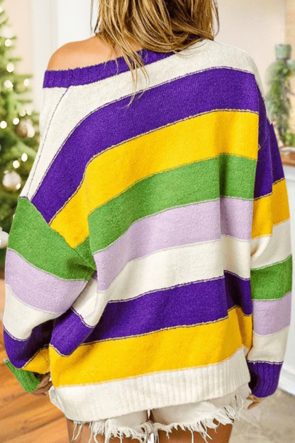 Mardi Gras Striped Sweater