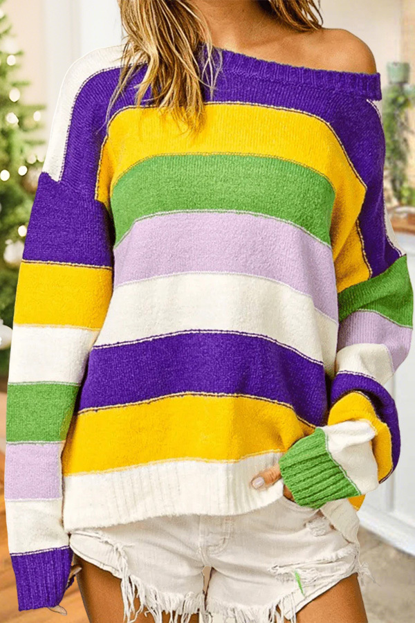 Mardi Gras Striped Sweater