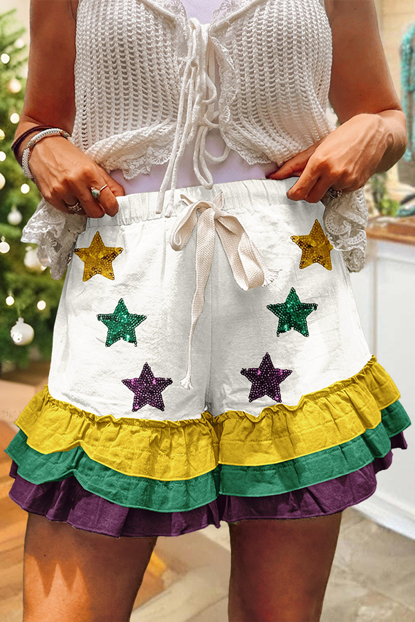 Mardi Gras Star Ruffled Shorts
