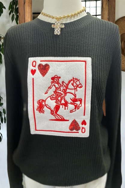 Valentine's Day Western Cowgirl Queen Card Sweater