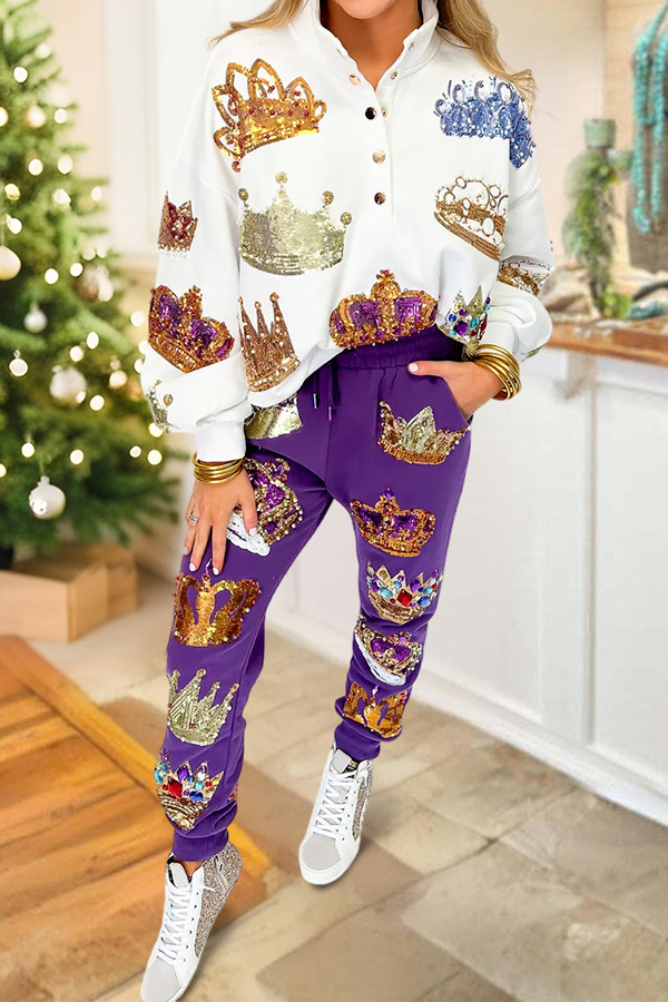 Mardi Gras Sparkling Crown Sweatpants