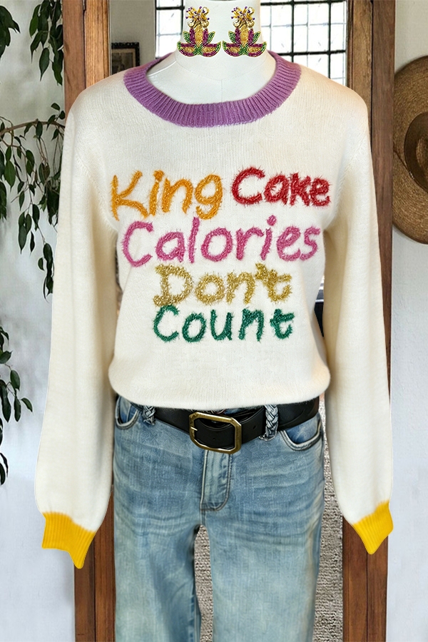 Mardi Gras Cute King Cake Sweater