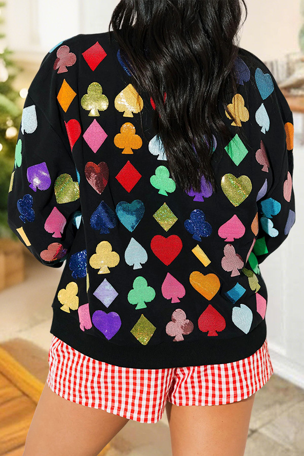 Sparkling Playing Card Suit Pattern Sweatshirt