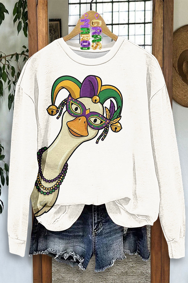 Mardi Gras Goose Funny Sweatshirt