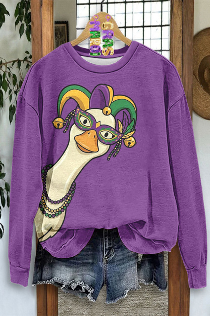 Mardi Gras Goose Funny Sweatshirt
