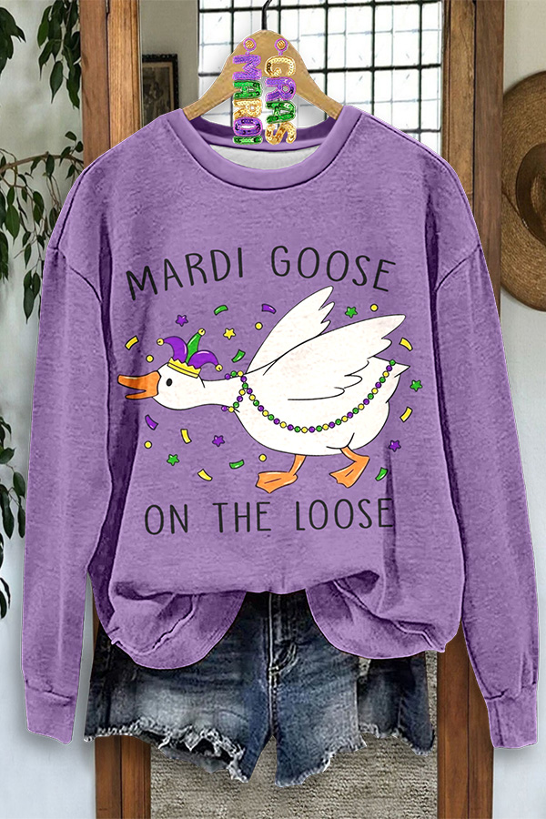 Mardi Gras Mardi Goose On The Loose Sweatshirt