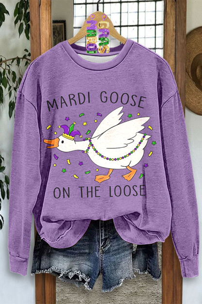 Mardi Gras Mardi Goose On The Loose Sweatshirt