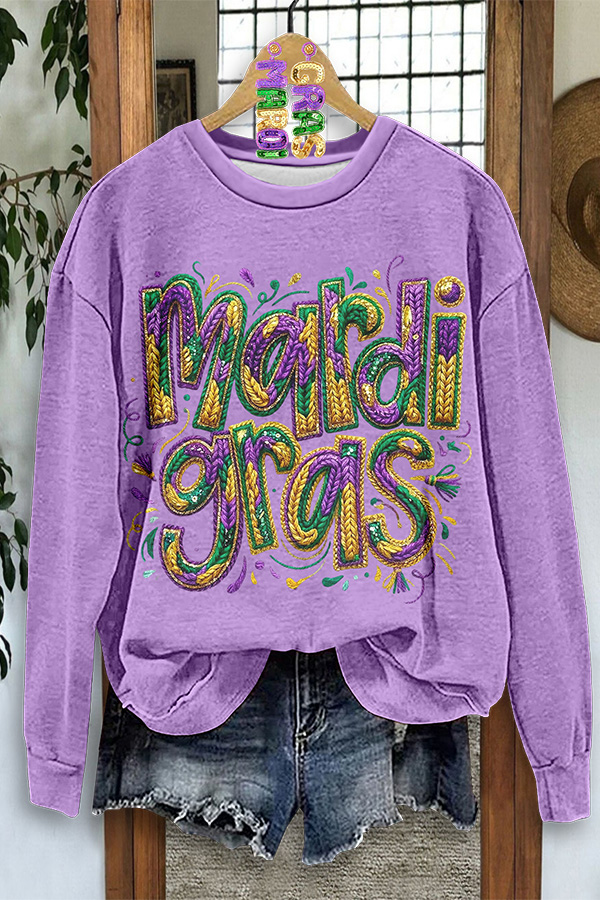 Mardi Gras Shiny Sweatshirt