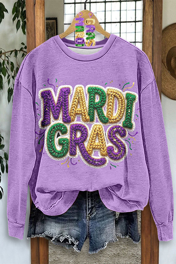 Mardi Gras Sparkling Yarn Sweatshirt