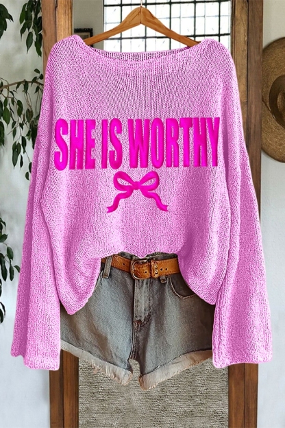 Valentine's Day She Is Worthy Sweater