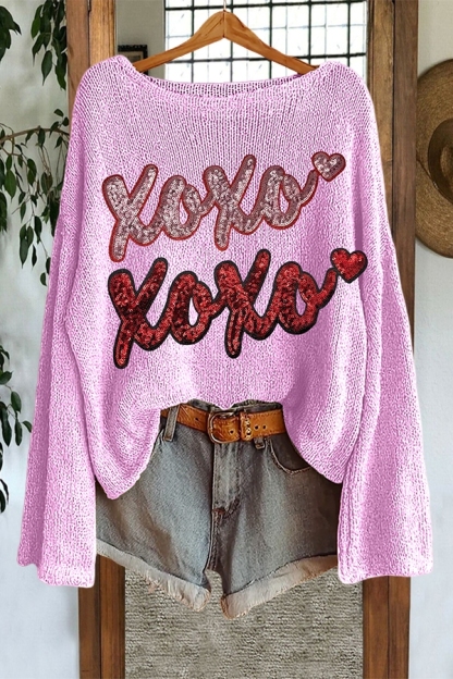 Valentine's Day Xoxo Shiny Sweater