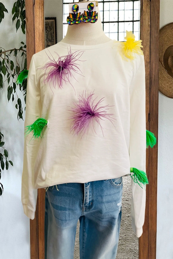 Mardi Gras Colorful Feather Sweatshirt