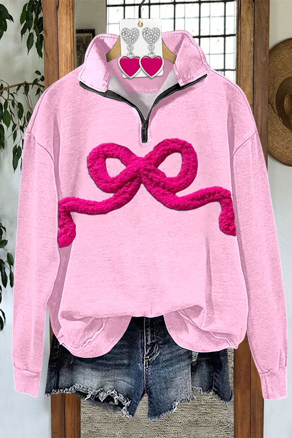 Valentine's Day Bowk Zipper Sweatshirt
