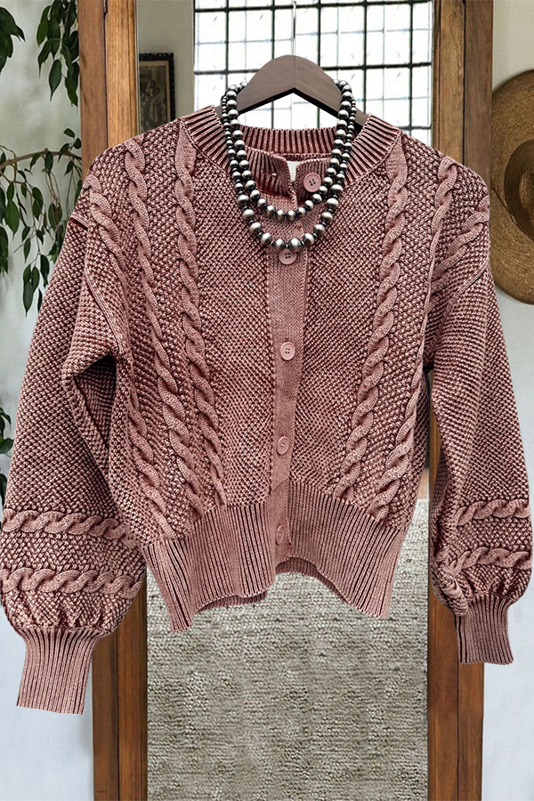 Distressed Cable Knit Cardigan