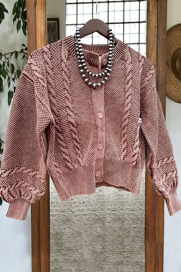 Distressed Cable Knit Cardigan