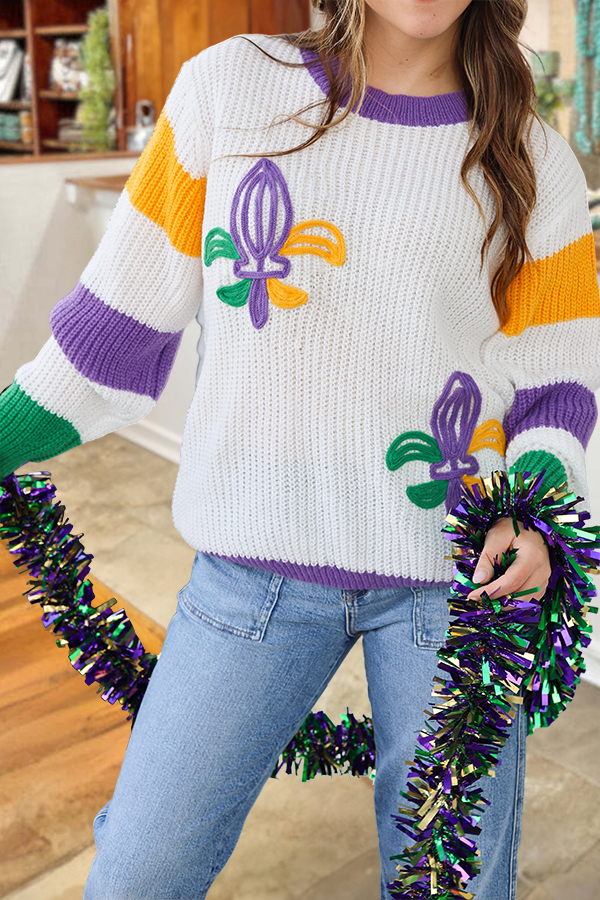Mardi Gras Iris Sweater