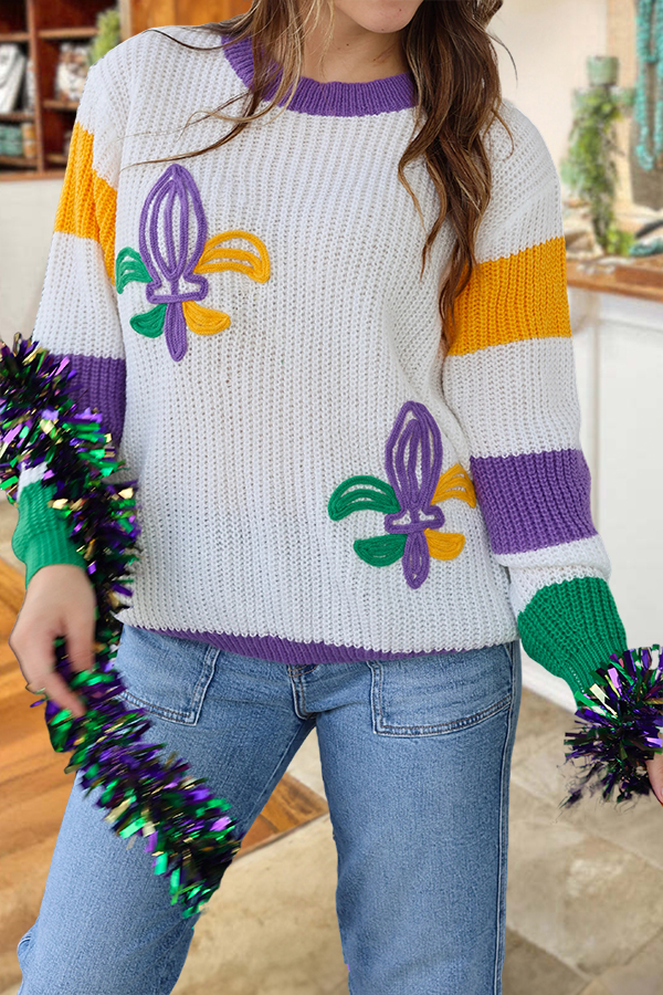 Mardi Gras Iris Sweater