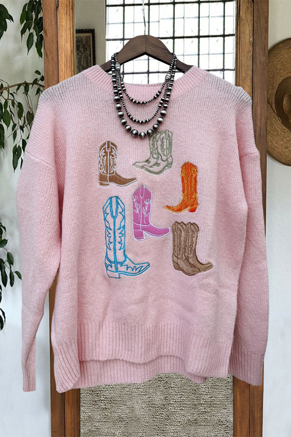 Western Cowgirl Boots Sweater