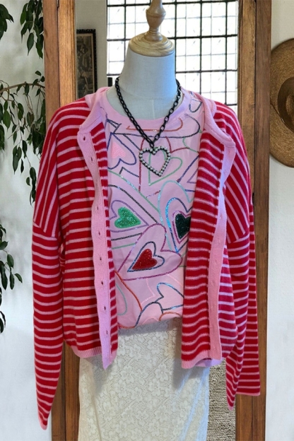 Valentine's Day Multi Glitter Heart T-Shirt