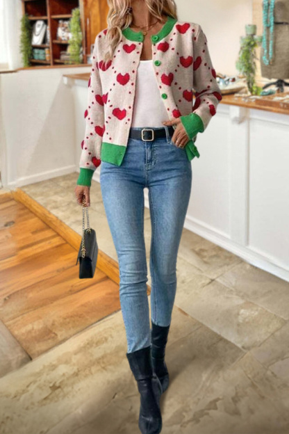 Valentine's Day 3D Heart Knit Cardigan