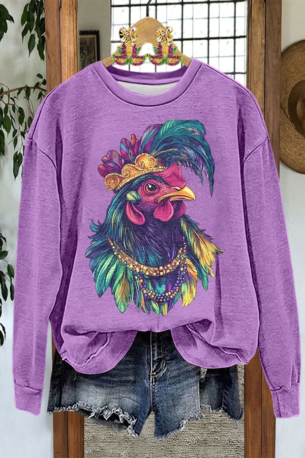 Mardi Gras Rooster Sweatshirt