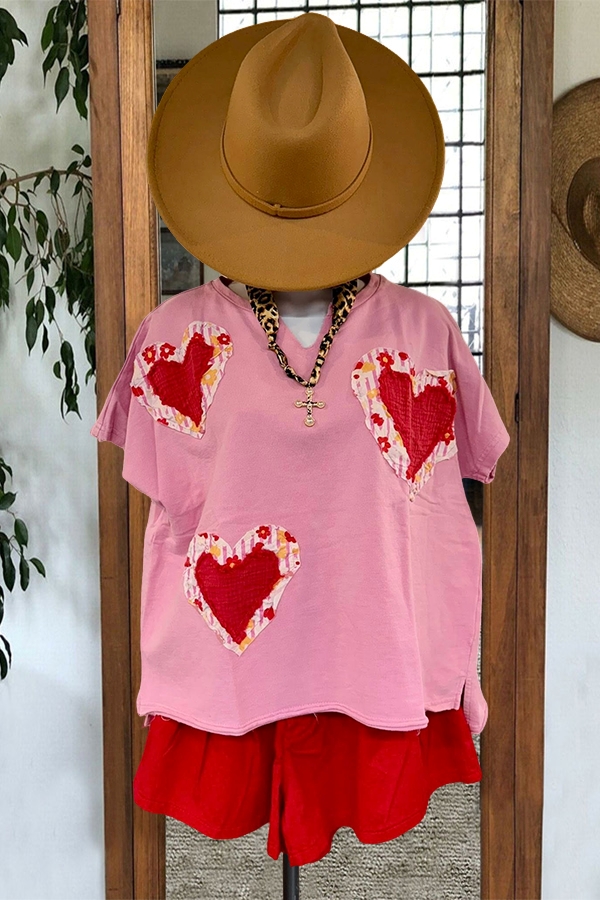 Valentine's Day V-Neck Heart T-Shirt