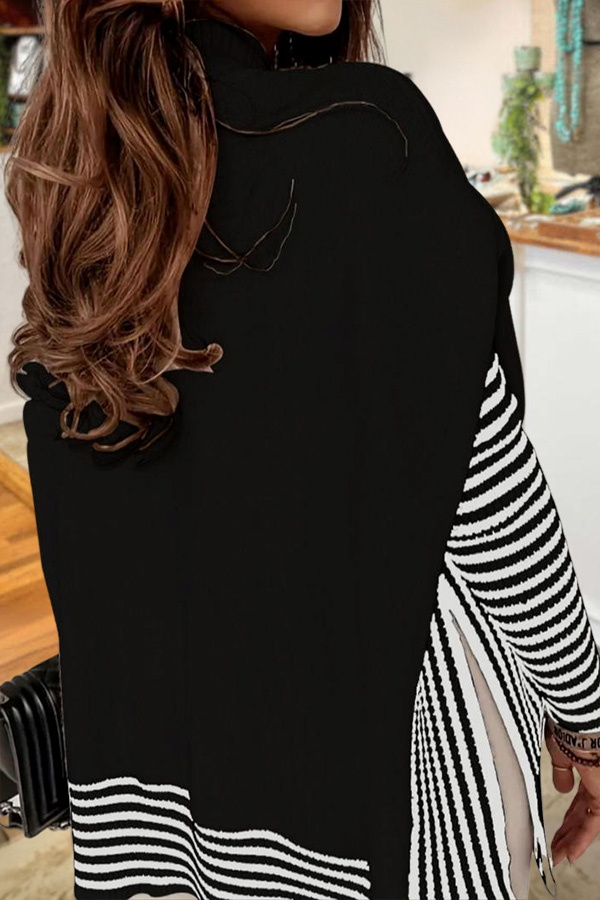 Striped Patchwork Batwing Sleeve Sweater