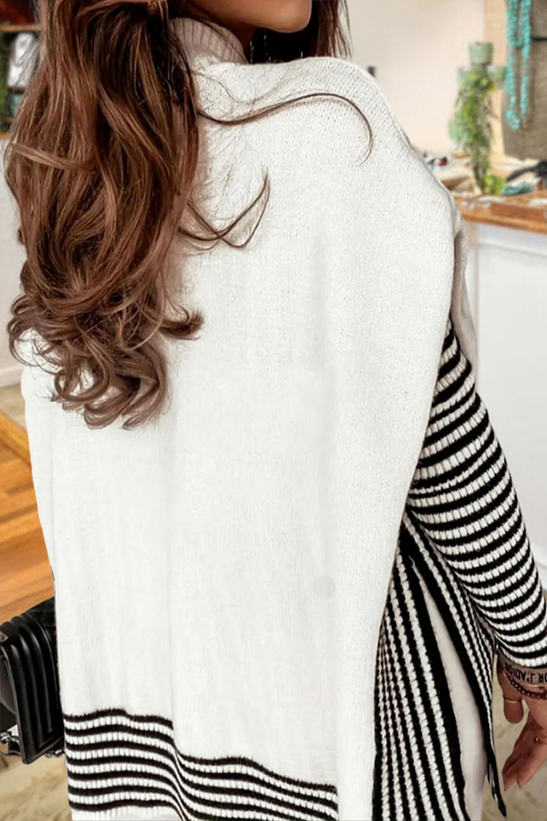 Striped Patchwork Batwing Sleeve Sweater