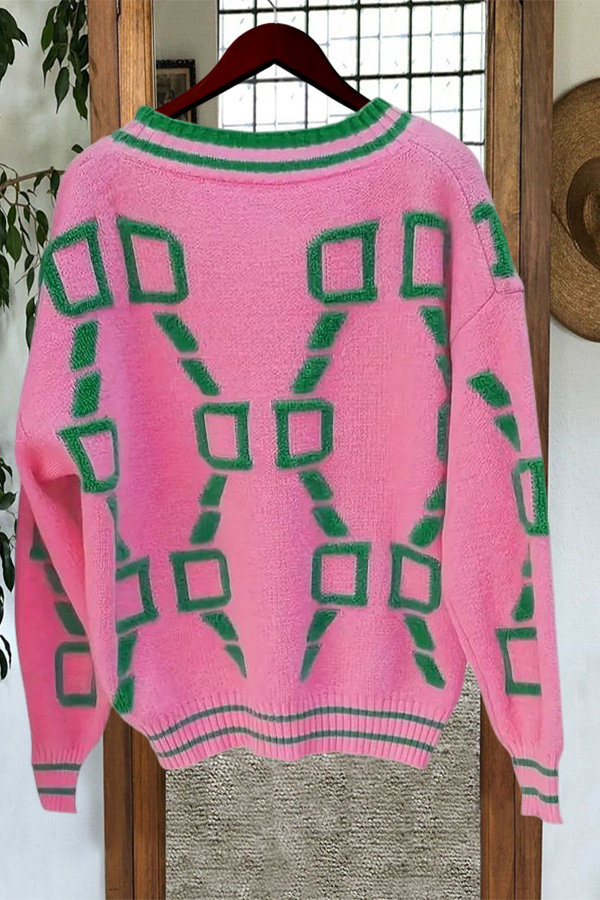 Color-Blocked Knitted Cardigan