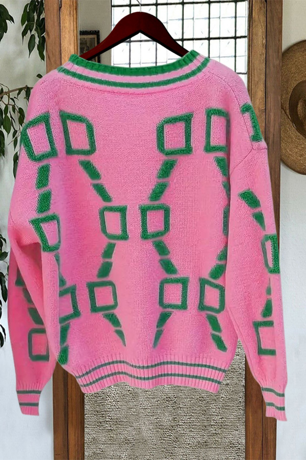 Color-Blocked Knitted Cardigan