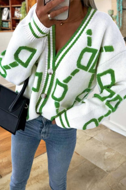 Color-Blocked Knitted Cardigan