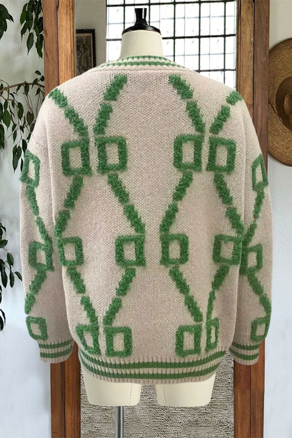 Color-Blocked Knitted Cardigan