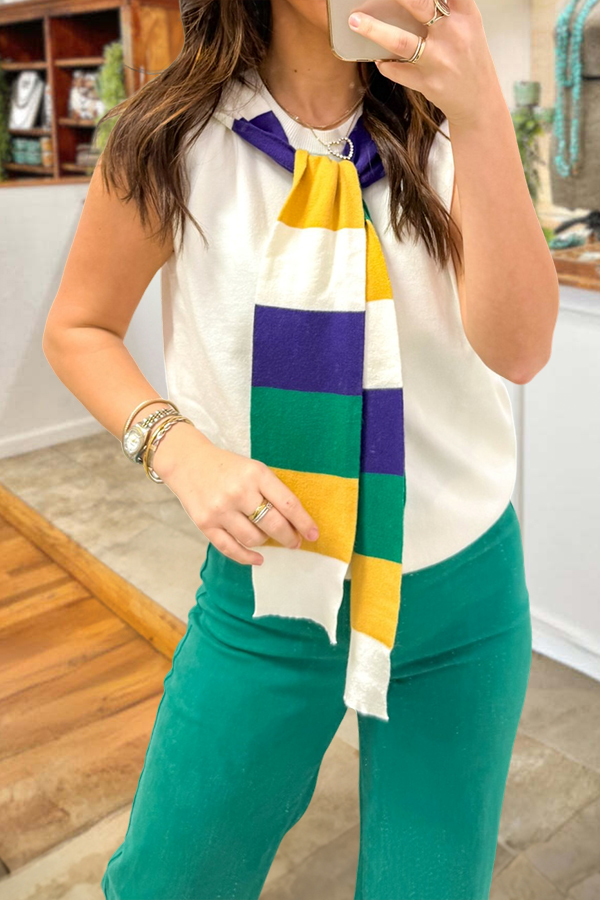 Mardi Gras Shawl Tie Sweater Vest